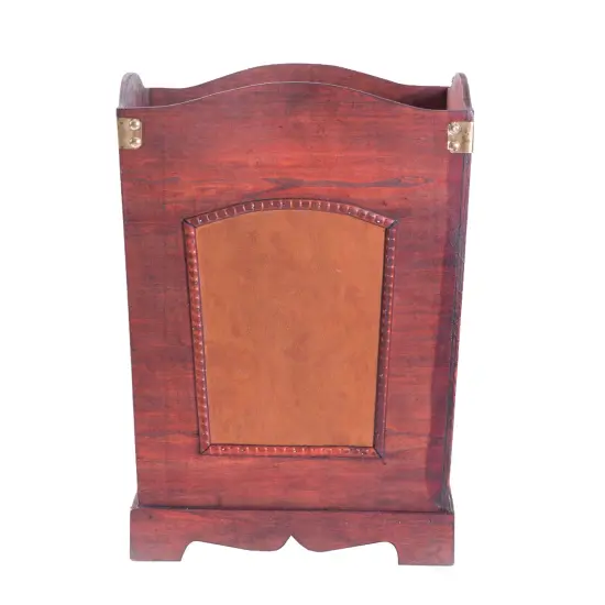 Rustic Cherry Wooden Decorative Trash Bin with Handles {4}