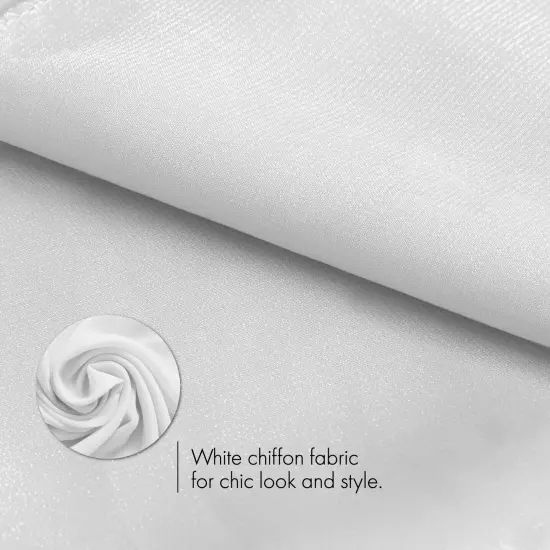 Chiffon Head Neck Scarf - White Classic Retro Sheer Square Head Scarves Handkerchiefs Handbag Ties for Women and Girls {6}