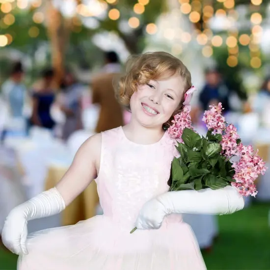 White Satin Opera Gloves - Roaring 20's Fancy Flapper Elbow Gloves - 1 Pair {3}