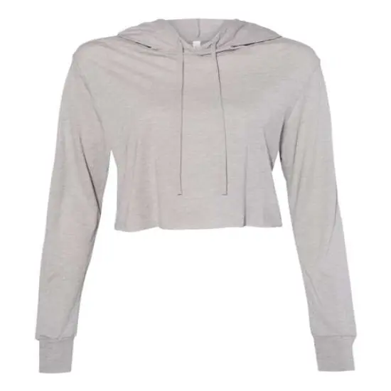 Bella + Canvas&reg; Women&rsquo;s Cropped Hooded Long Sleeve Top Athletic Grey Trible {2}