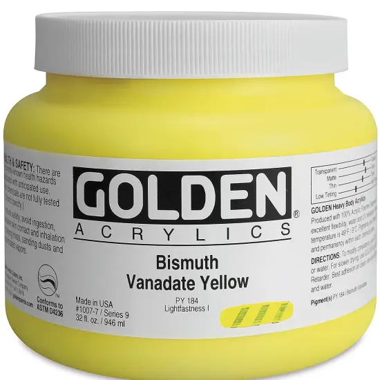 Golden Heavy Body Artist Acrylics - Bismuth Vanadate Yellow, 32 oz Jar {2}