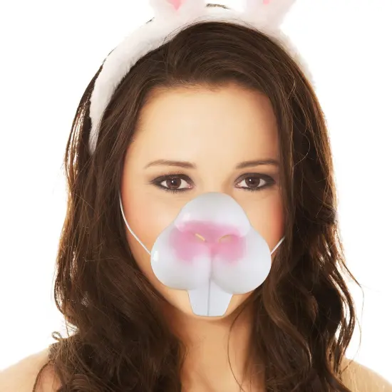 Bunny Rabbit Costume Nose - Bunny Nose and Teeth Costume Accessory Face Mask for Adults and Children White {1}