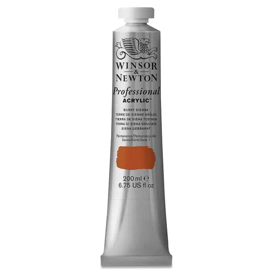Winsor & Newton Professional Acrylics - Burnt Sienna, 200 ml tube {2}