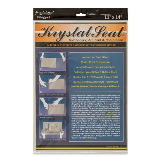 Krystal Seal Self-Sealing Art, Print, and Photo Bag Pack - 11" x 14", Pkg of 25 {1}