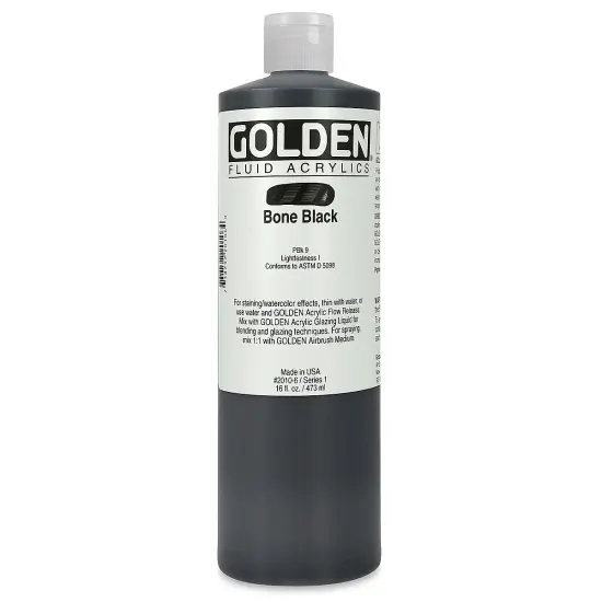 Golden Fluid Acrylics - Bone Black, 16 oz bottle {2}
