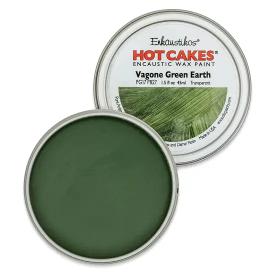 Enkaustikos Hot Cakes Encaustic Paint - Vagone Green Earth, 45 ml tin {1}