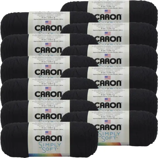 Multipack of 12 - Caron Simply Soft Solids Yarn-Black {1}