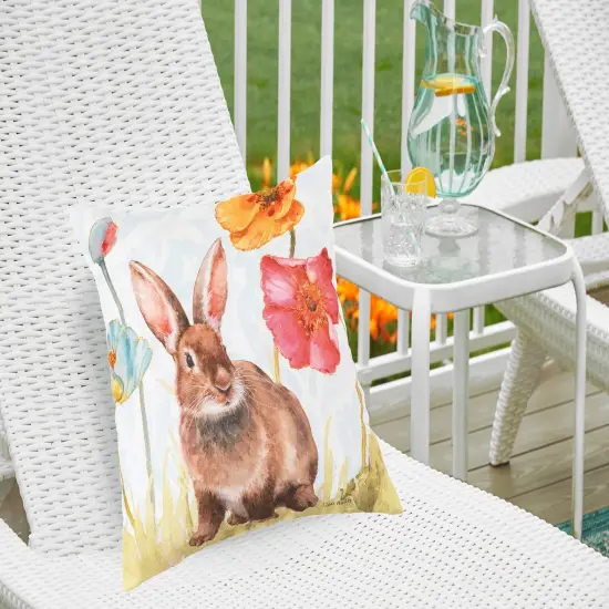 Sitting Bunny Easter Spring Themed Indoor/Outdoor Accent Throw Pillow, 18" x 18" {5}