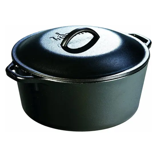 Lodge Cast Iron Dutch Oven with Dual Handles, Pre-Seasoned Cooking and Serving Pot, 5-Quart {1}