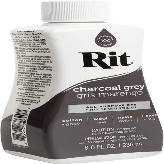 Rit Dye Liquid Charcoal Grey All-Purpose Dye 8oz, Pixiss Tie Dye Accessories Bundle {2}