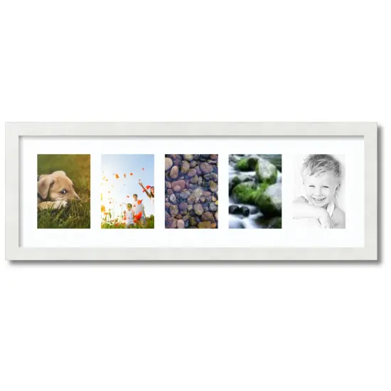 ArtToFrames Collage Photo Picture Frame with 5 - 5x7 inch Openings, Framed in White with Over 62 Mat Color Options and Plexi Glass (CSM-3966-152) {7}