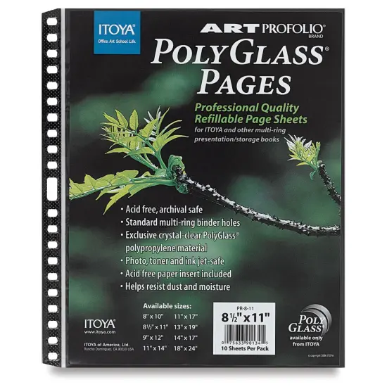 Itoya PolyGlass Refill Page Pack - 8 1/2" x 11", Portrait, Pkg of 10 {2}