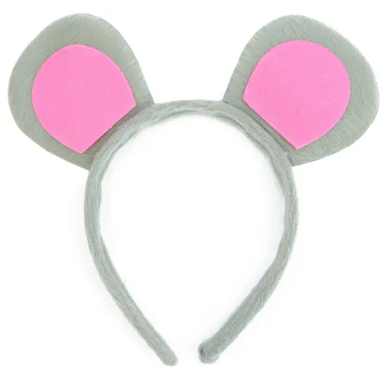Mouse Costume Accessory Set - Grey and Pink Ears Headband, Bow Tie and Tail Accessories Set for Rat Costume for Toddlers and Kids {3}