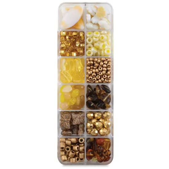 John Bead Czech Glass Bead Box Mix - Gold Gravel {1}