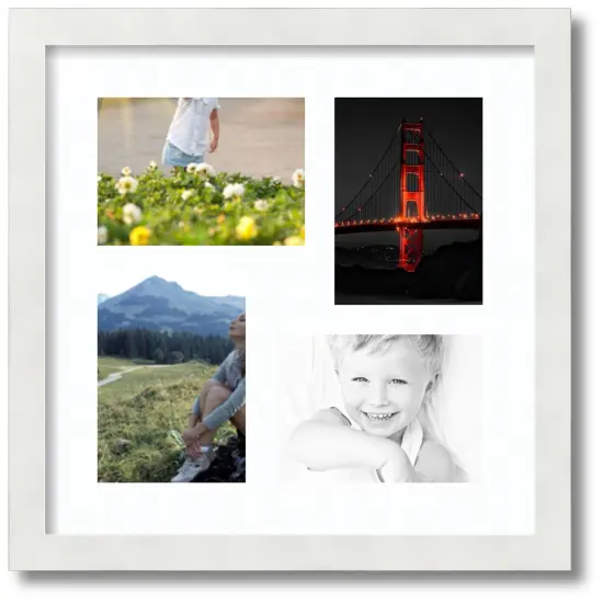 ArtToFrames Collage Photo Picture Frame with 4 - 5x7 inch Openings, Framed in White with Over 62 Mat Color Options and Plexi Glass (CSM-3966-179) {7}