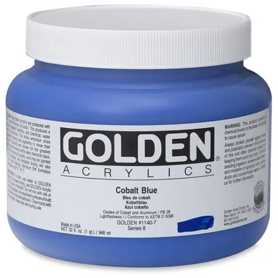 Golden Heavy Body Artist Acrylics - Cobalt Blue, 32 oz Jar {2}