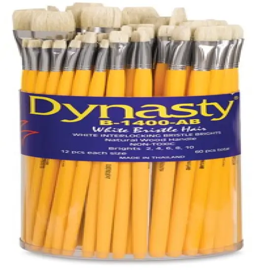 Dynasty Natural White Bristle Brush Set - Bright, Set of 60 {2}