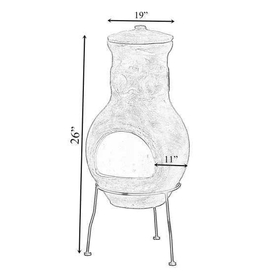 Beige Outdoor Clay Chiminea Outdoor Fireplace Maya Design Charcoal Burning Fire Pit with Sturdy Metal Stand, Barbecue, Cocktail Party, Family Gathering, Cozy Nights Fire Pit {4}