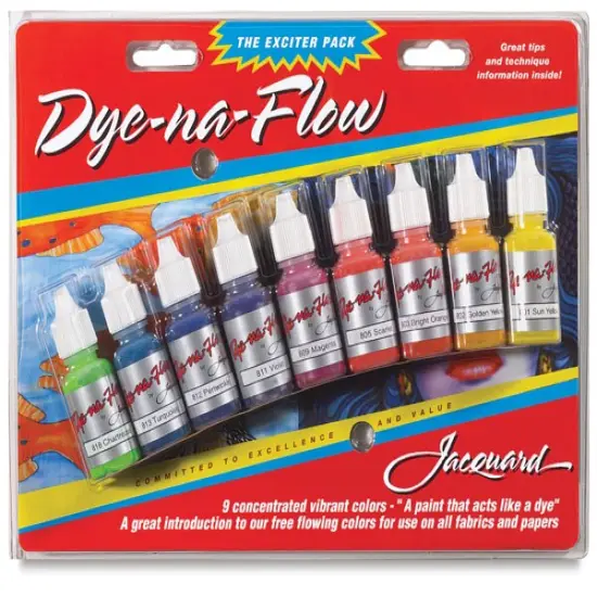Jacquard Dye-Na-Flow Fabric Colors - Exciter Pack, Set of 9 colors,0.5 oz {1}