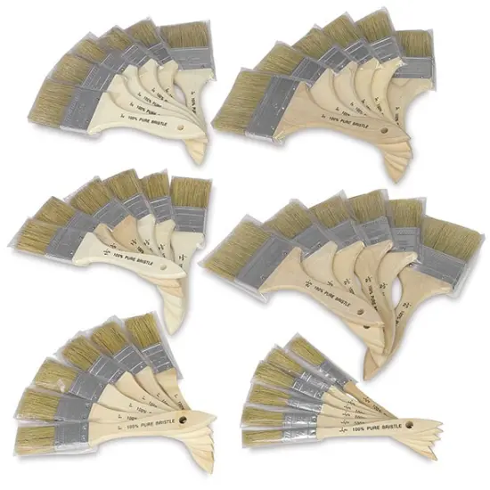 Blick Economy White Bristle Brush Class Pack - Gesso, Classpack of 36 Brushes {2}