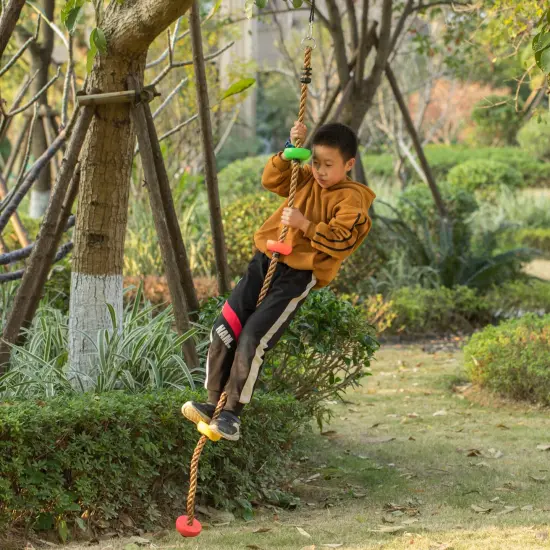 Colorful Climbing Rope with Platforms Foot Holder For Kids Indoor Outdoor Backyard {2}