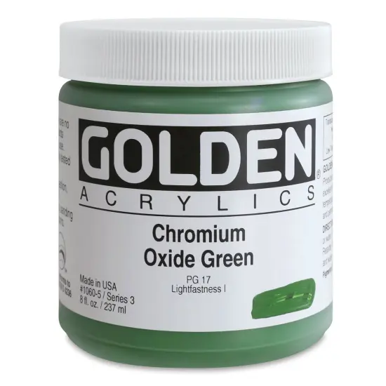Golden Heavy Body Artist Acrylics - Chromium Oxide Green, 8 oz Jar {1}