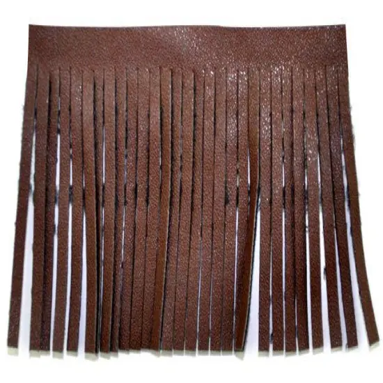 Belagio Faux Leather Fringe Trim, 2" Wide, 25-Yard Bolt, Brown {1}