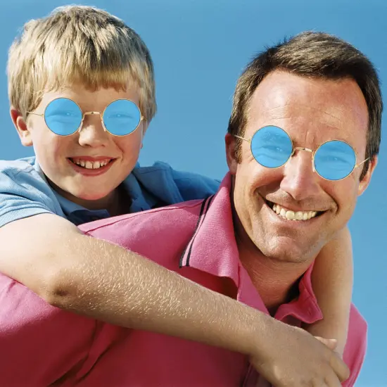 Blue Circle Hippie Glasses - Blue 60's Style Hipster Circle Sunglasses - 1 Pair {3}