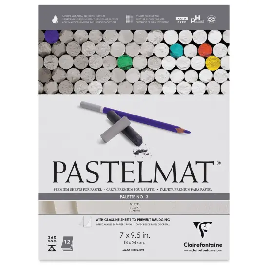Clairefontaine Pastelmat Pad - 7" x 9-1/2", White, 12 Sheets {1}