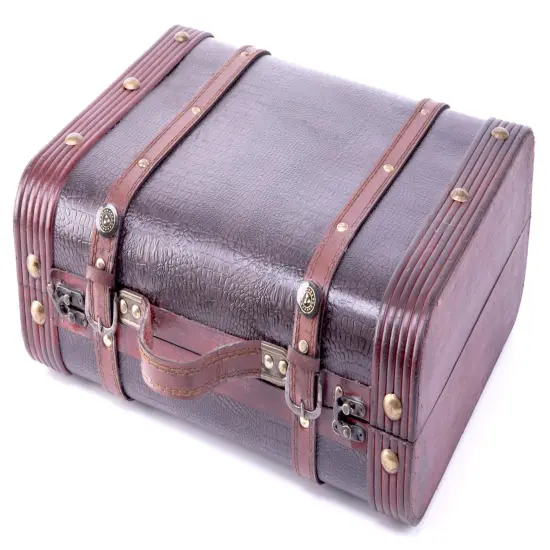 Decorative Wooden Leather Suitcase {1}