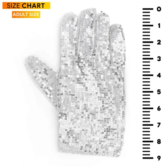 Michael Jackson Sequin Glove - White Right Handed Glove Costume Accessory - 1 Piece {6}