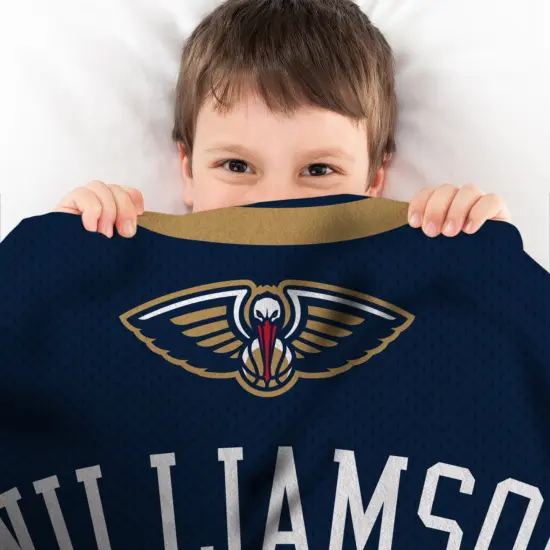 Sleep Squad New Orleans Pelicans Zion Williamson 60&rdquo; x 80&rdquo; Raschel Plush Jersey Basketball Blanket {3}