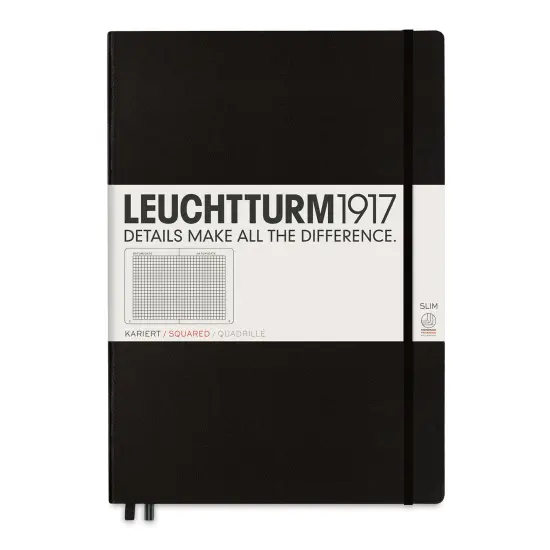 Leuchtturm1917 Squared Hardbound Notebook - Black, Master Slim, 8-3/4" x 12-1/2" {1}