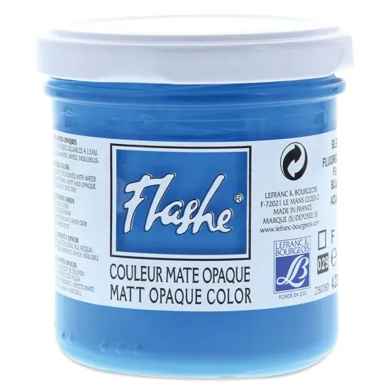 Lefranc & Bourgeois Flashe Vinyl Paint - Fluorescent Blue, 125 ml jar {1}