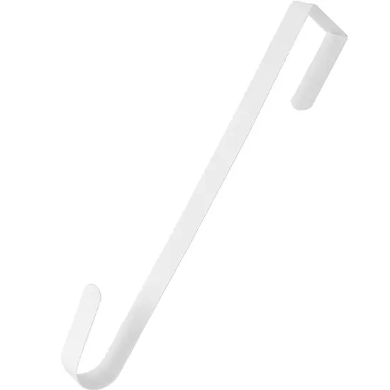 RN'D Over Door Wreath Hook - Thin Metal Overdoor Wreath Holder Seasonal Hanger for Front or Back Door (White, 15") {1}