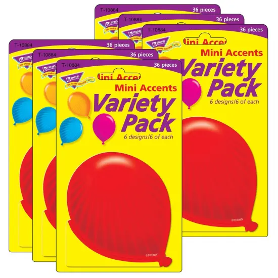 Party Balloons Mini Accents Variety Pack, 36 Per Pack, 6 Packs {1}