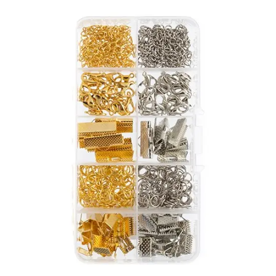 John Bead 10-Slot Silver & Gold Mix Jewelry Findings Kit Assortment, 320pcs {2}