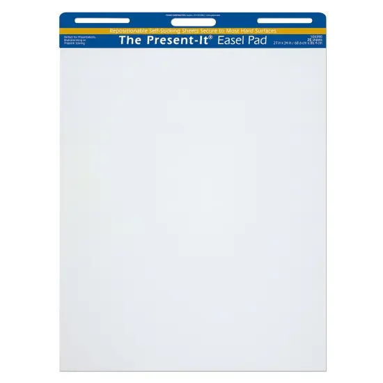 Easel Pad, Self-Adhesive, White, Unruled 27" x 34", 25 Sheets {1}