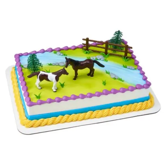 Horses, trees, and Fence Birthday Cake Kit 3 Piece {1}