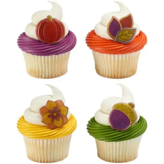 Harvest of Hues Fall Thanksgiving Cupcake Cake Decorating Rings 12 set {1}