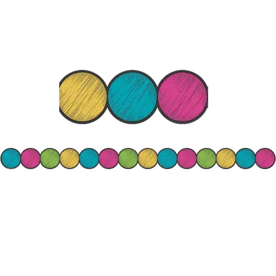 Chalkboard Brights Circles Die-Cut Border Trim, 35 Feet Per Pack, 6 Packs {1}