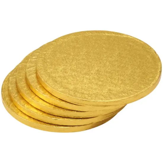 8" Round Gold Foil Cake Board 5ct {2}