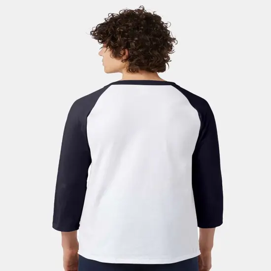 Champion&reg; Three-Quarter Raglan Sleeve Baseball T-Shirt Oxford grey/ navy {5}