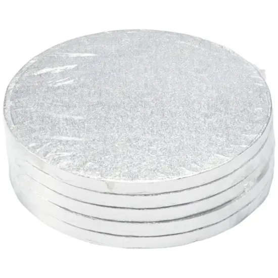 8" Round Silver Foil Cake Board 5ct {3}