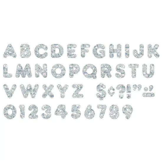 Silver Sparkle 4" Casual Uppercase Ready Letters&reg;, 71 Per Pack, 3 Packs {2}