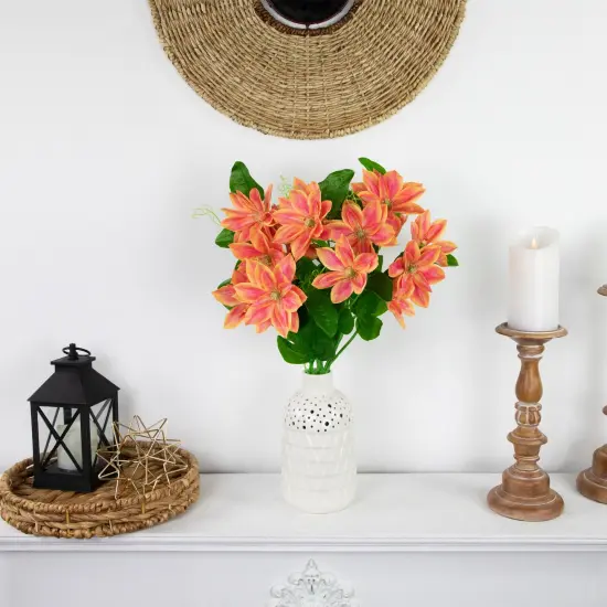 Northlight Real Touch&trade; Coral Orange Artificial Lotus Floral Sprays, Set of 6 - 25" {4}