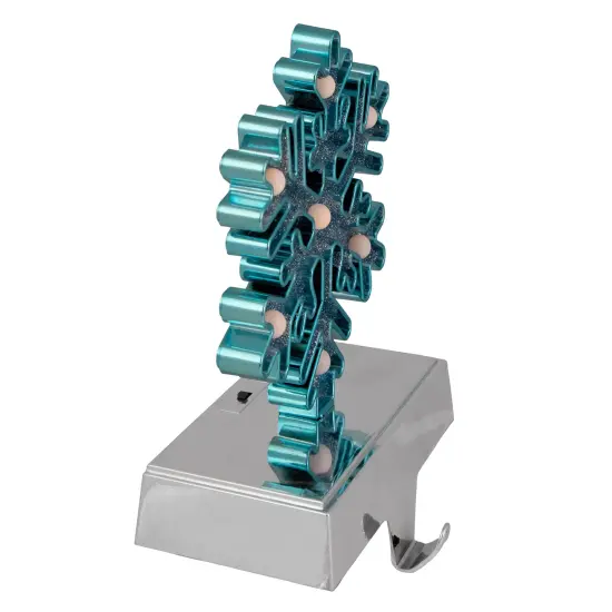 Northlight LED Lighted Glitter Snowflake Christmas Stocking Holder - 7" - Blue {5}