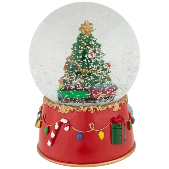 Northlight Train and Christmas Tree Village Musical Snow Globe - 8" Red {5}