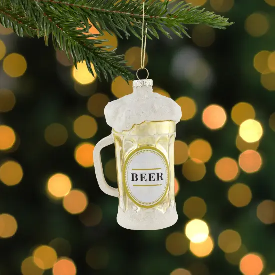 Northlight 4.5" Frosty Beer Mug Glass Christmas Ornament Gold {3}