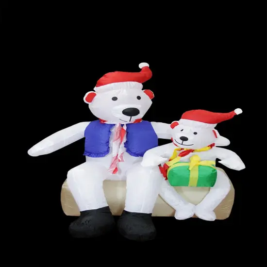 Northlight LED Lighted Inflatable Polar Bear Family Outdoor Christmas Decoration - 4' White {4}